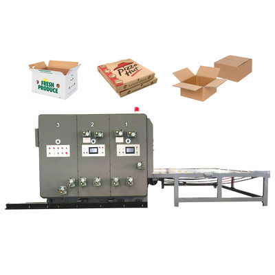 Máy in Flexo, rãnh, bế giấy bìa bán tự động, cấp giấy bằng xích, làm thùng carton sóng